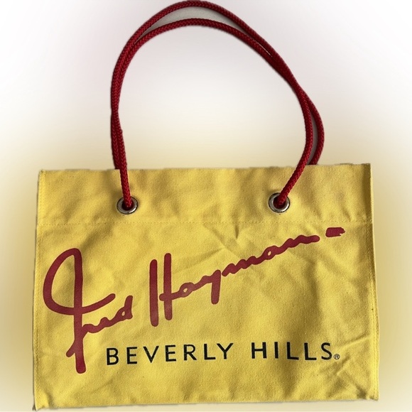Fred Hayman Vintage Beverly Canvas Tote Yellow 16" x 11" x 5" - Picture 1 of 9